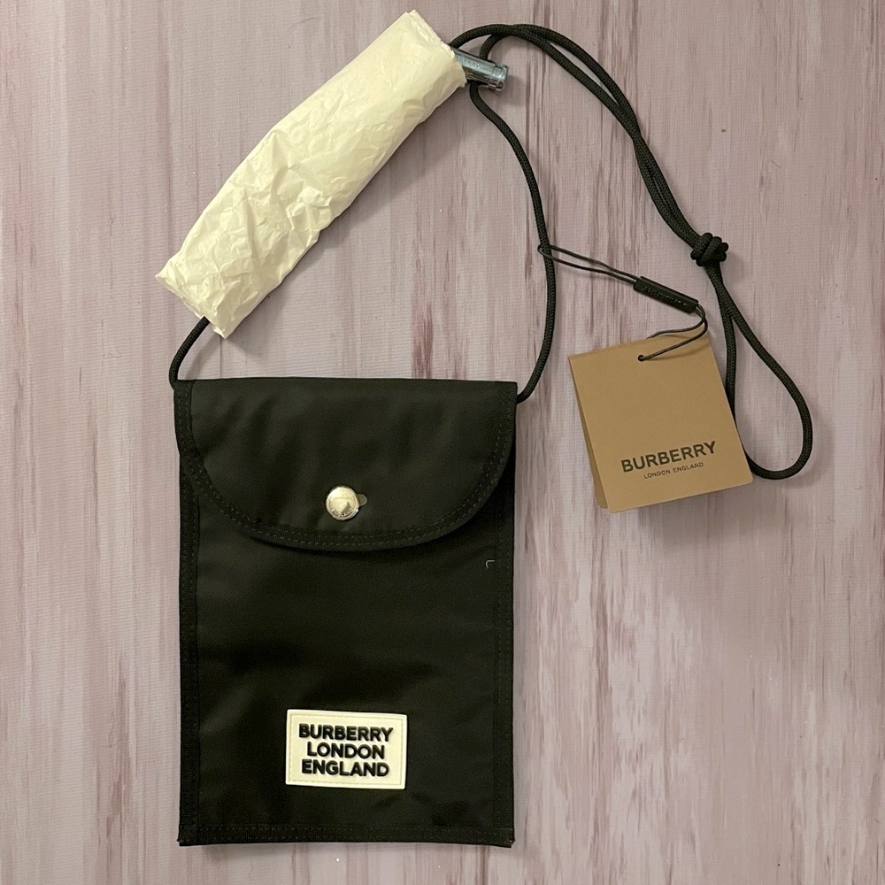 NWT Burberry logo synthetic crossbody bag in black